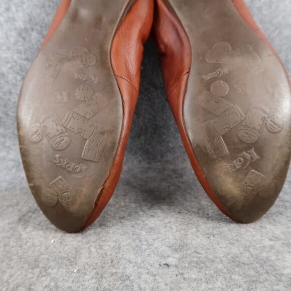 Korks Shoes Womens 8.5 Ballet Flats Scrunch Back Leather Slip On Brown Loafer - Picture 11 of 13